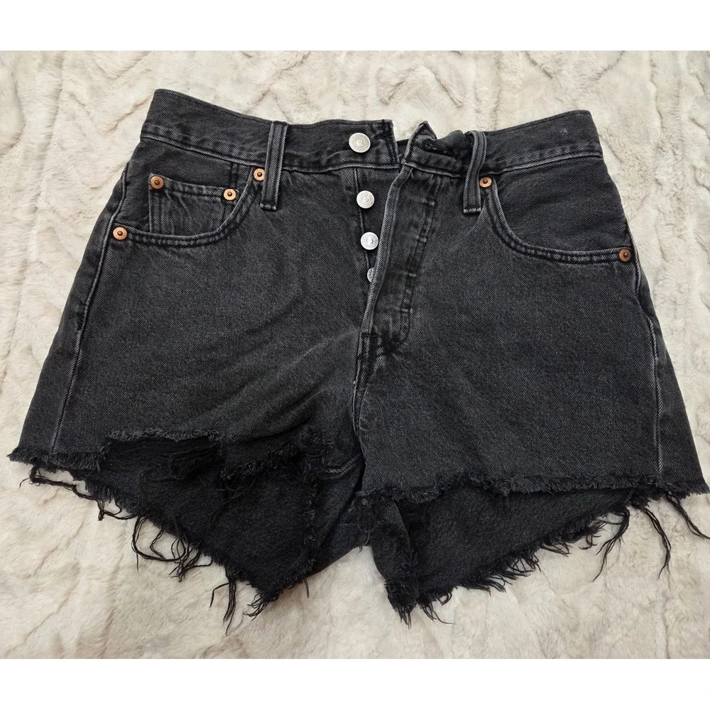 Levi Strauss & Co. 501 Women's Black High Waist Cutoff Denim Shorts W25
